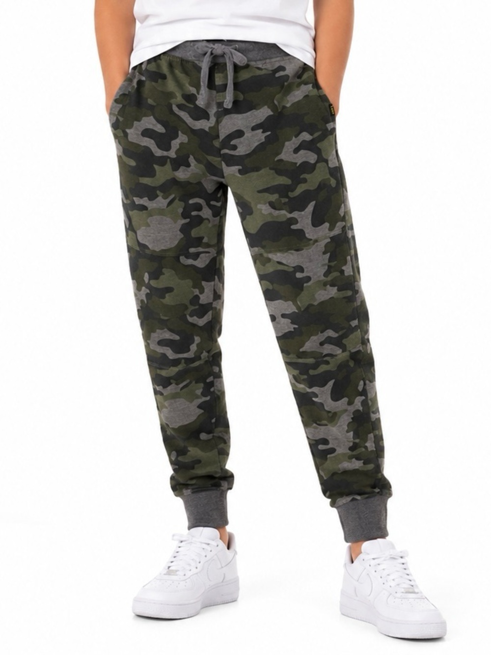 Lee Youth Camo Fleece Jogger Sweatpants Green Gray Size L 14/16